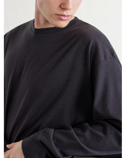 A.PRESSE Blue Cotton And Cashmere-Blend T-Shirt for men