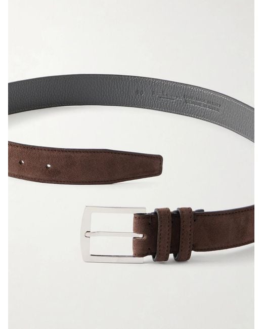 Kiton Brown 3.5Cm Suede Belt for men