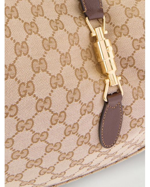 Gucci Natural Jackie 1961 Large Leather-Trimmed Monogrammed Canvas Messenger Bag for men