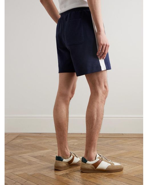 Mr P. Blue Striped Cotton-Jersey Drawstring Shorts for men