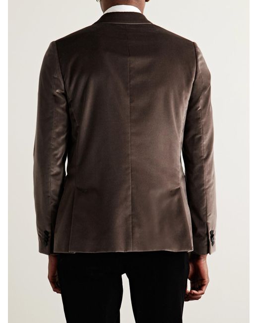 Paul Smith Brown Slim-fit Satin-trimmed Cotton-velvet Tuxedo Jacket for men