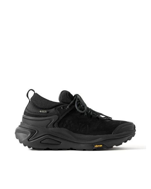 Hoka One One Black Kaha 3 Gtx Rubber-Trimmed Nubuck Sneakers for men