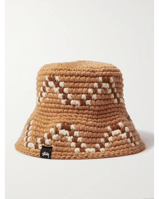 Stussy Giza Jacquard-knit Bucket Hat in Brown for Men | Lyst