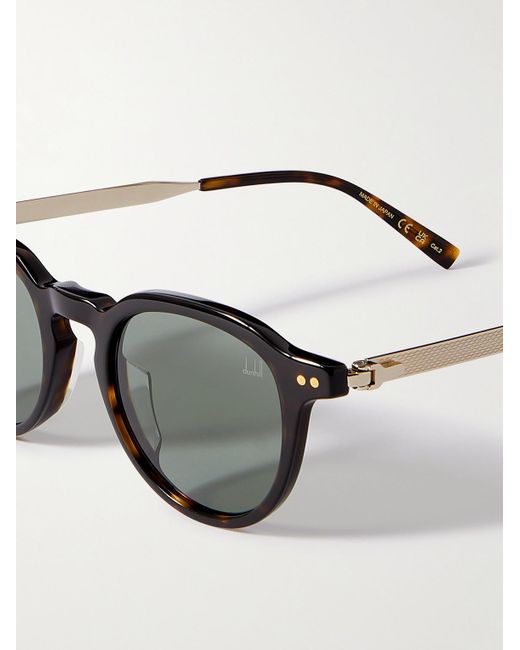 Dunhill Sonnenbrille mit rundem Rahmen aus Azetat in Schildpattoptik mit goldfarbenen Details in Black für Herren