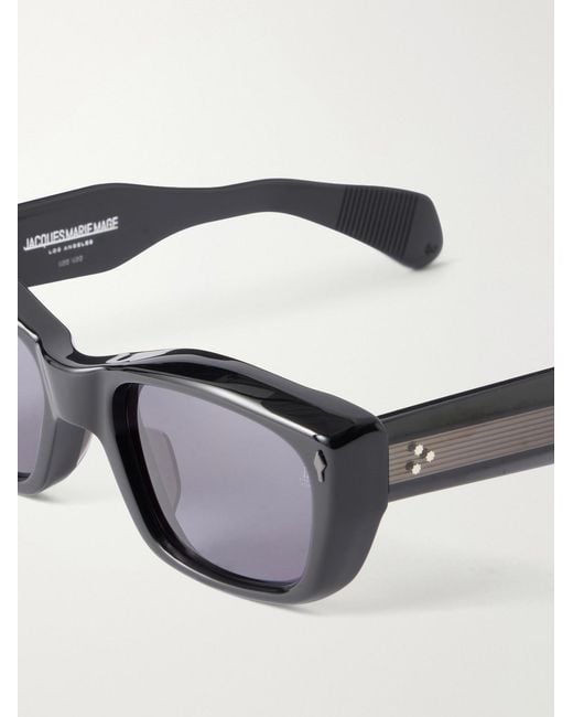 Jacques Marie Mage Black Corniche Square-Frame Acetate Sunglasses for men