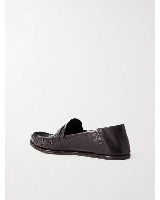 Tom Ford White Sebastian Croc-Effect Leather Loafers for men