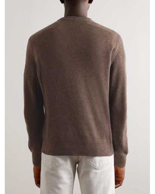 Loro Piana Brown City Birdseye Baby Cashmere Sweater for men