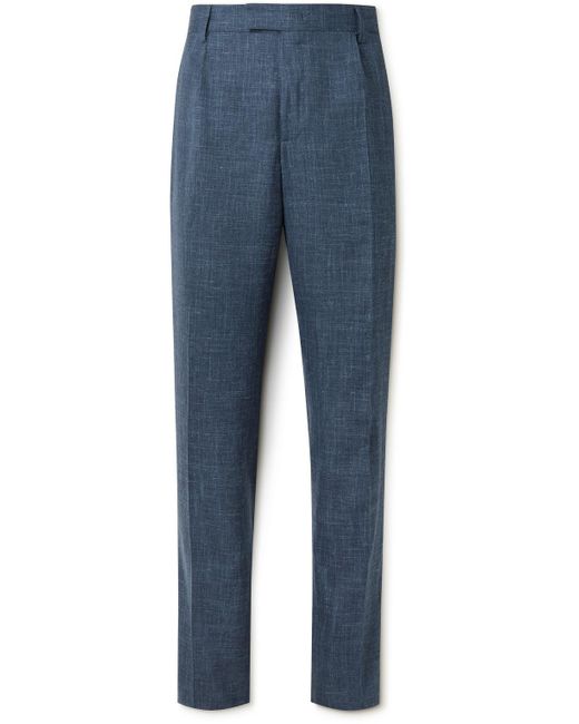 Mr P. Blue Mike Straight-leg Pleated Wool for men