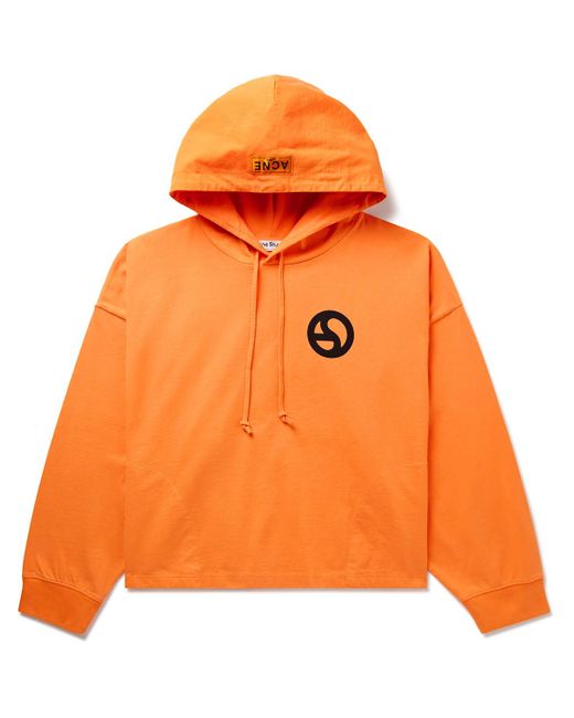 Acne Orange Fester H U Logo-print Cotton-jersey Hoodie for men