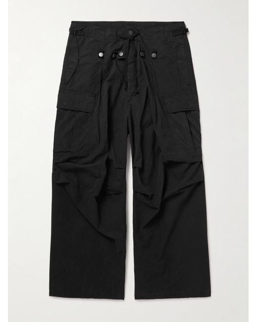 Kapital Black Jumbo Wide-leg Cotton-blend Ripstop Cargo Trousers for men