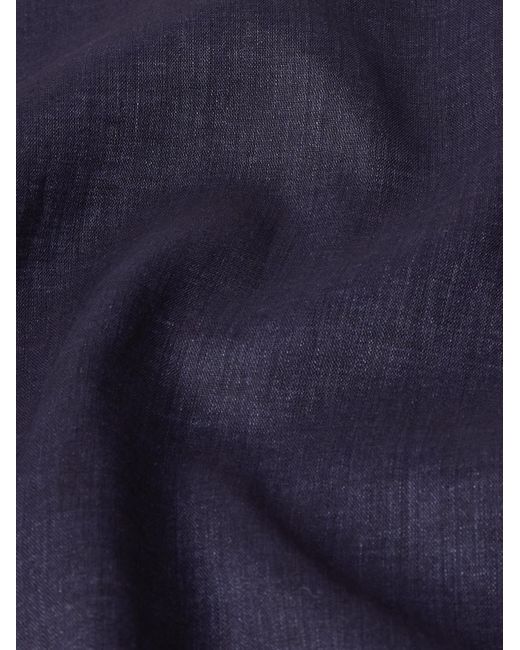 Camicia in chambray di lino con collo alla francese di Thom Sweeney in Blue da Uomo