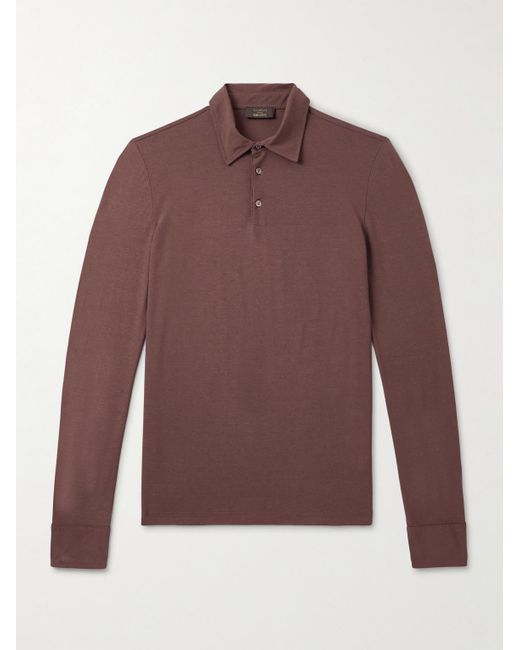 Polo Slim-Fit di Incotex in Brown da Uomo