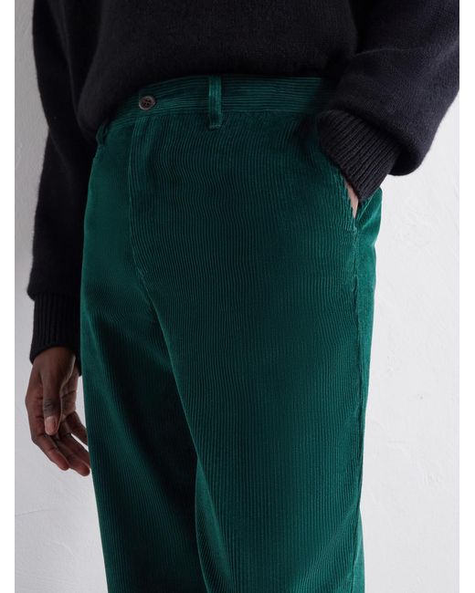 Portuguese Flannel Green Straight-Leg Cotton-Corduroy Trousers for men