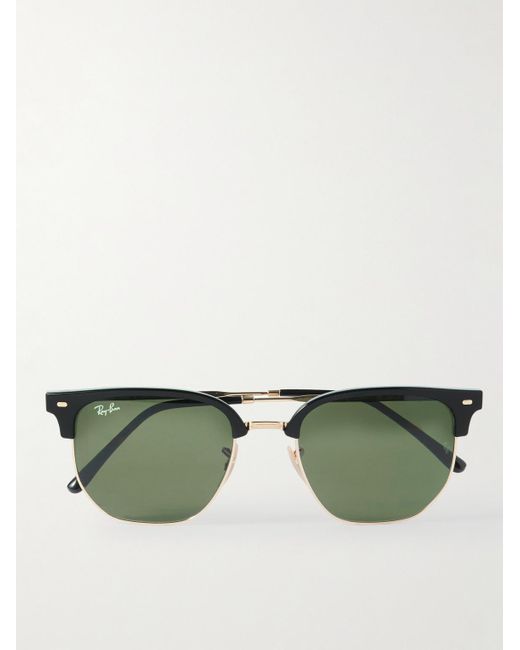 Ray-Ban Green New Clubmaster D-Frame Acetate And-Tone Sunglasses for men