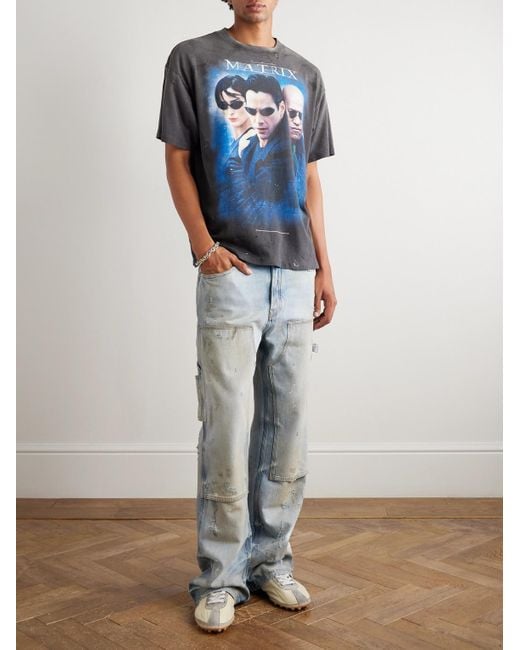 SAINT Mxxxxxx Blue The Matrix Printed Cotton-Jersey T-Shirt for men