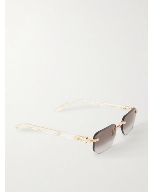 Cartier Natural Signature C Square-frame Gold-tone And Acetate Sunglasses for men