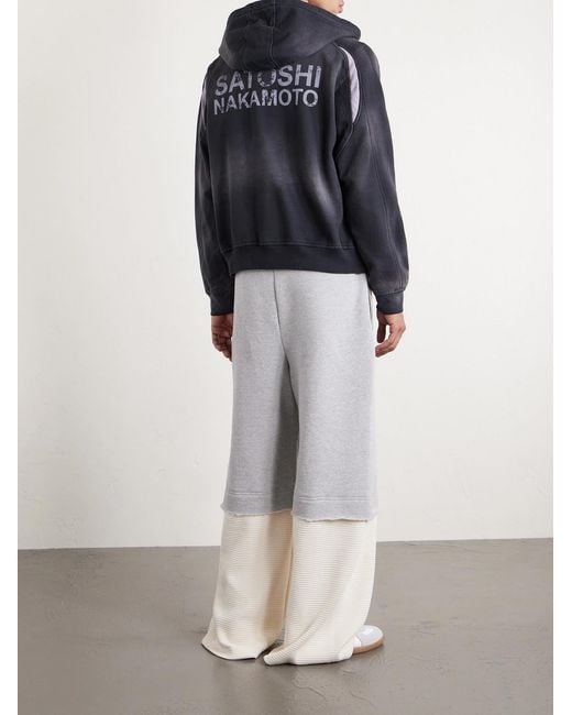 Satoshi Nakamoto White Wide-leg Logo-embellished Cotton-jersey And Waffle-knit Sweatpants for men