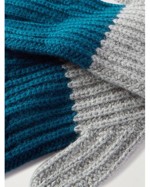 Loro Piana Blue Striped Cashmere Gloves for men