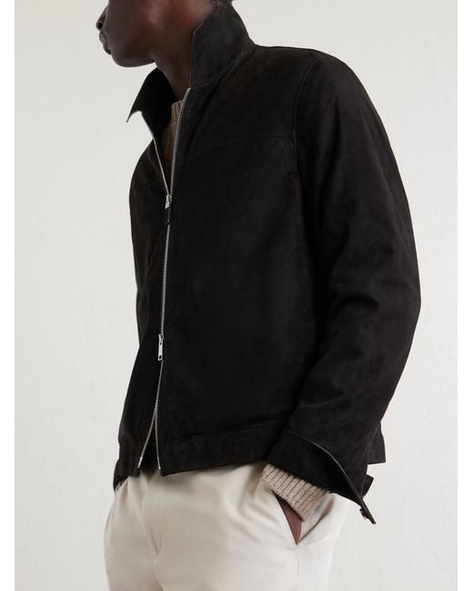 Zegna Black Suede Blouson Jacket for men