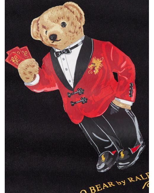 Polo Ralph Lauren Black Lunar New Year Polo Bear-print Cotton-blend Hoody Xx for men