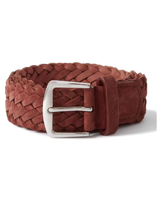 Loro Piana Red 4cm Woven Suede Belt for men