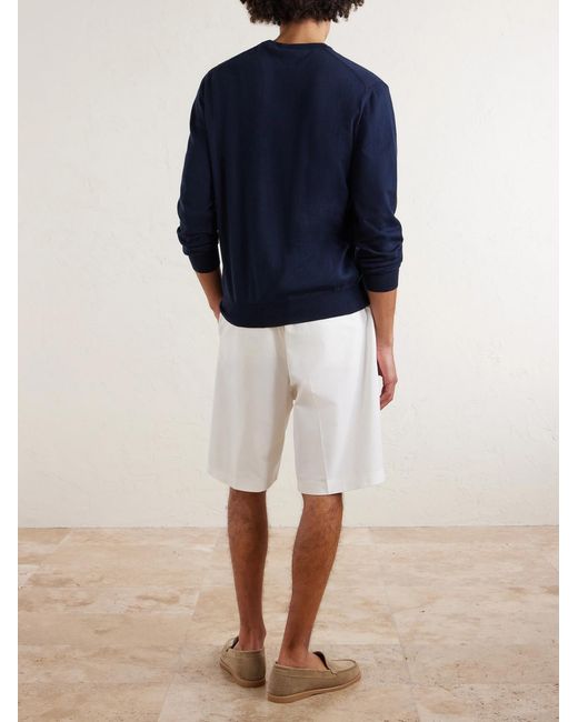 Cotton And Cashmere-Blend Sweater di Altea in Blue da Uomo
