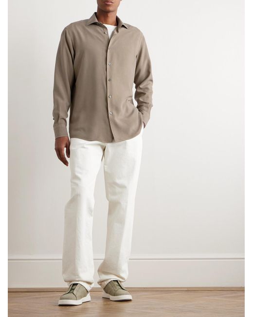 Zegna Natural Garment-dyed Silk Shirt for men