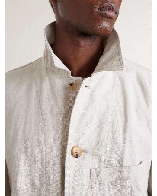 Dries Van Noten Natural Metallic Herringbone Cotton And Linen-Blend Jacket for men