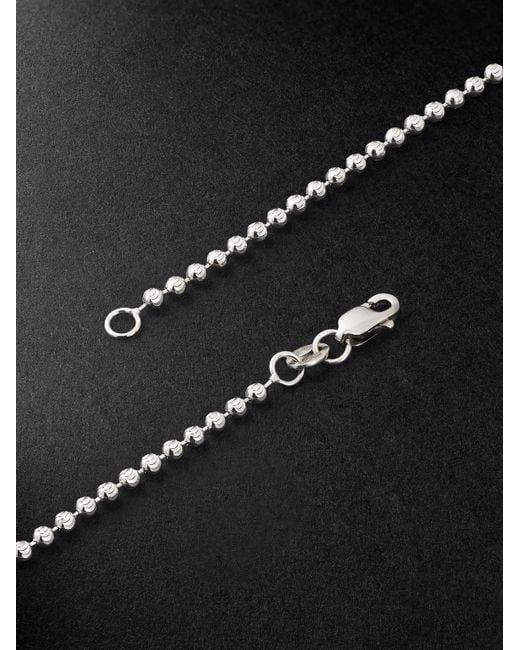 Greg Yuna Black Umlaut 18-karat White Gold Diamond Ball Chain Necklace for men