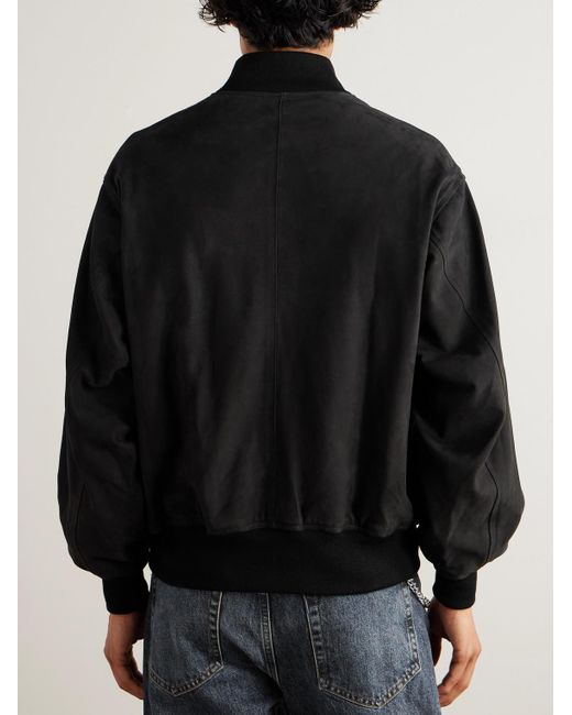 A.PRESSE Black Nubuck Bomber Jacket for men