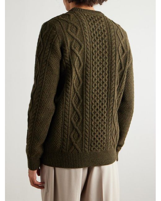 Ghiaia Green Pescatore Cable-Knit Wool Sweater for men