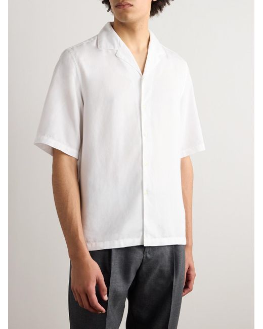 Camicia in lyocell con colletto aperto Eren di Officine Generale in White da Uomo