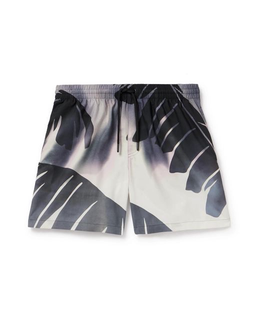 Dries Van Noten Black Straight-leg Mid-length Printed Swim Shorts for men