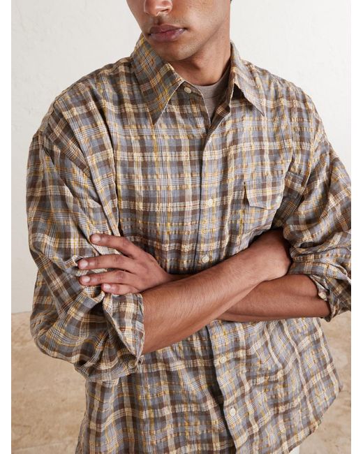 FRIZMWORKS Brown Checked Woven Shirt for men