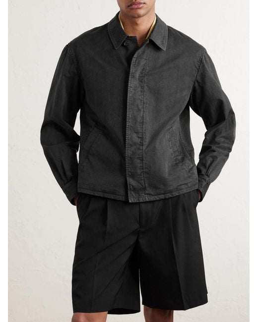 Auralee Blue Garment-Dyed Cotton-Twill Blouson Jacket for men