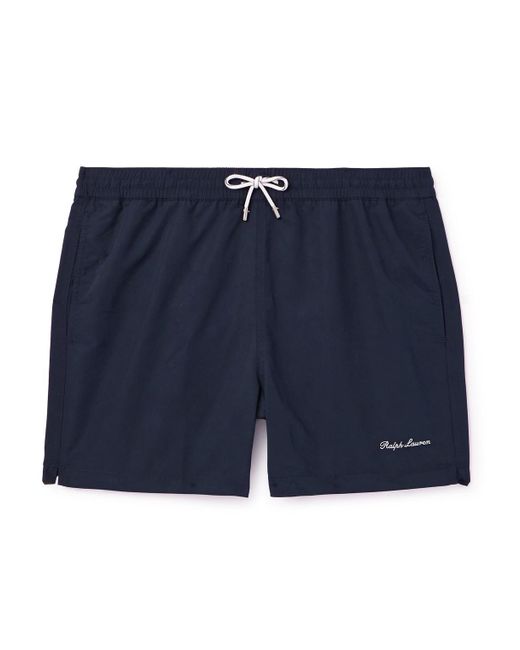 Ralph Lauren Purple Label Blue Amalfi Straight-leg Logo-embroidered Swim Shorts for men