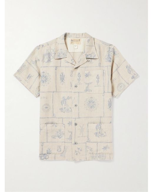 RRL Natural Sail Convertible-collar Printed Linen Shirt for men