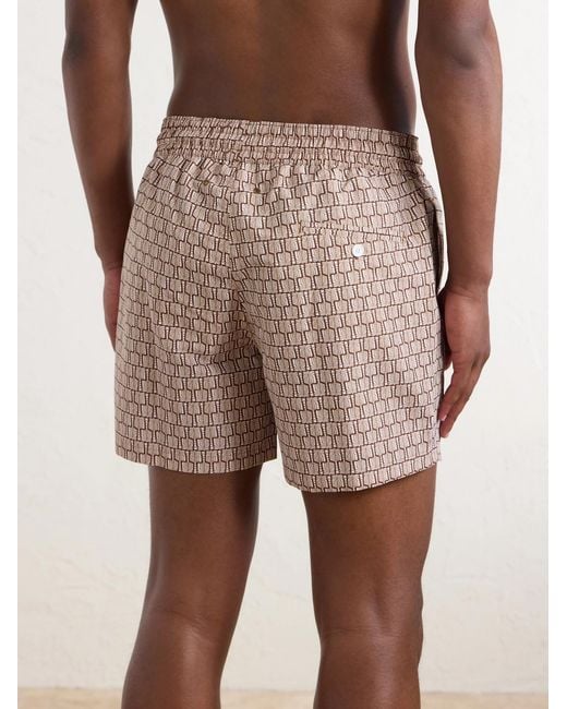 Frescobol Carioca Pink Straight-leg Mid-length Printed Recycled Swim Shorts for men
