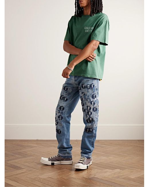 GALLERY DEPT. Blue Super G Straight-Leg Logo-Appliquéd Distressed Jeans for men