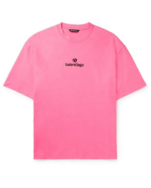 【Balenciaga】 正規品★ Large Fit Logo T-Shirt Pink XS T-shirt Balenciaga Pink size XS International in Cotton