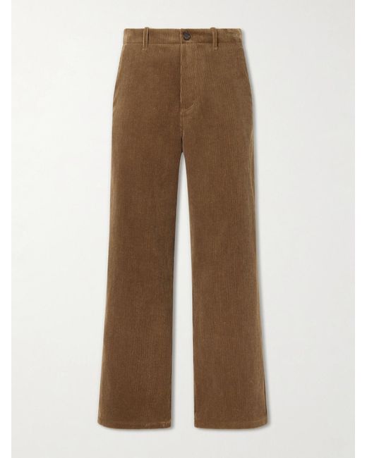 Jil Sander Brown Wide-Leg Cotton-Corduroy Trousers for men