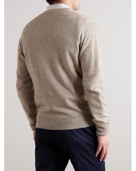 Kingsman Natural Cashmere And Linen-blend Cardigan for men