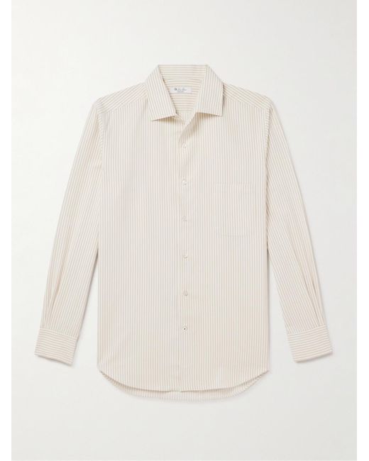 Loro Piana White Andre Striped Silk And Cotton-Blend Twill Shirt for men