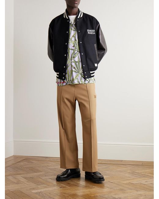 Wacko Maria Gray High Times Convertible-Collar Printed Crepe Shirt for men