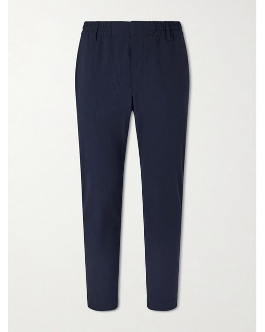 NN07 Blue Billie 10038 Straight-Leg Seersucker Drawstring Trousers for men