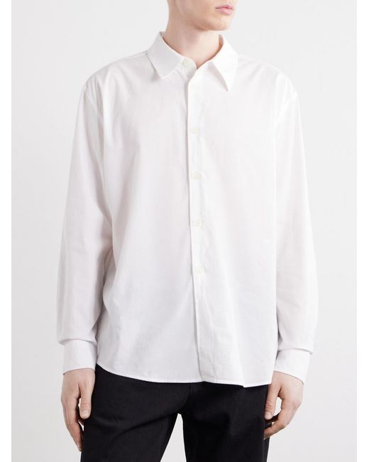 Our Legacy White Beyond Logo-Embroidered Tencel Lyocell And Cotton-Blend Poplin Shirt for men