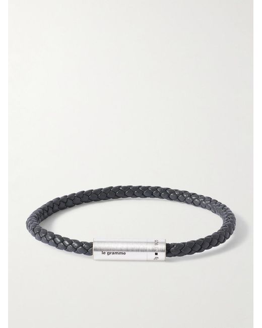 Le Gramme Gray 7G Sterling And Leather Cable Bracelet for men