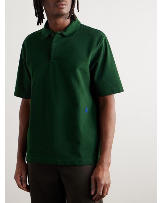 Burberry Polohemd aus Baumwoll-Piqué mit Logostickerei in Green für Herren