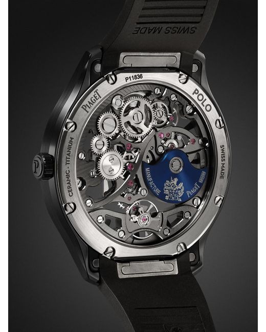 Piaget Black Polo Skeleton Automatic Ceramic And Titanium Watch for men
