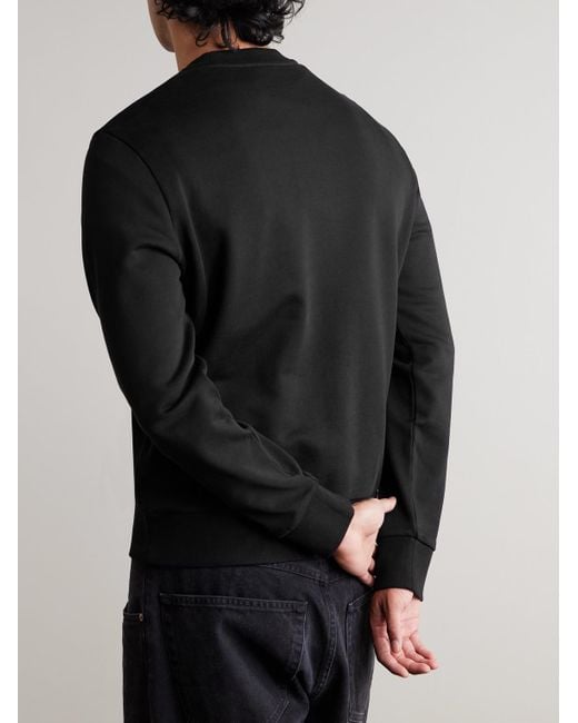 Moncler Black Logo-Flocked Appliquéd Cotton-Jersey Sweatshirt for men